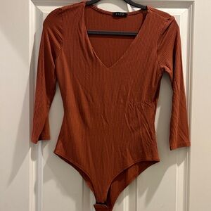 BLVD Terracotta V-Neck Bodysuit